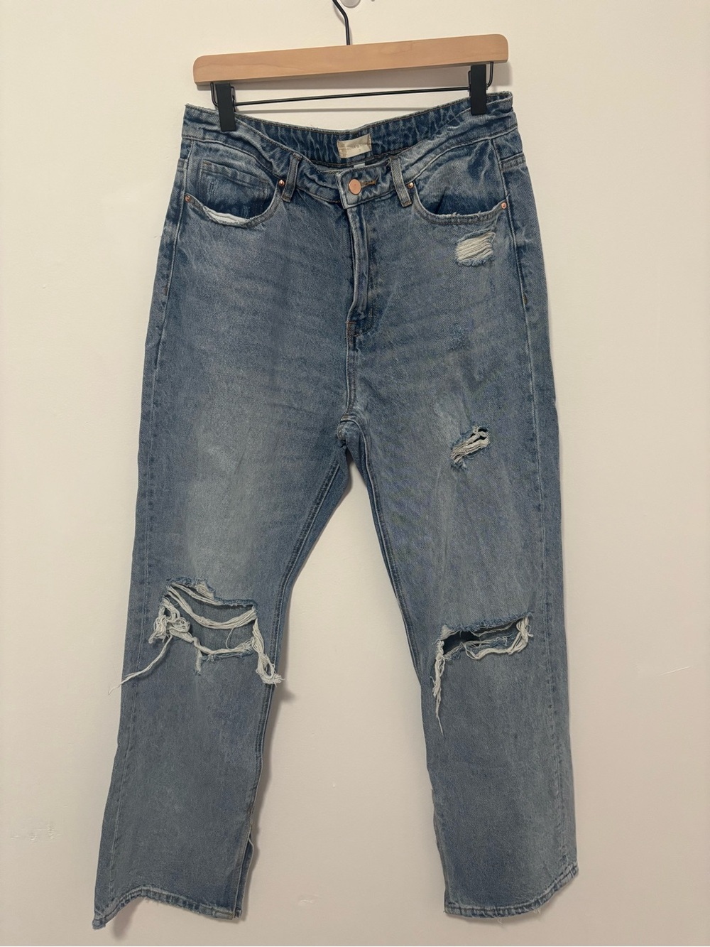 Altar'd State Light Blue Distressed Straight Leg Jeans